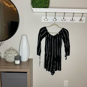 Black & White Over the Shoulder Romper